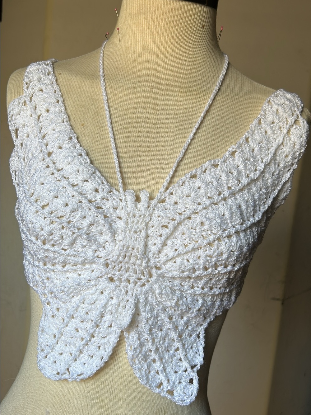 🤍 Handmade Crochet Lace Halter Top